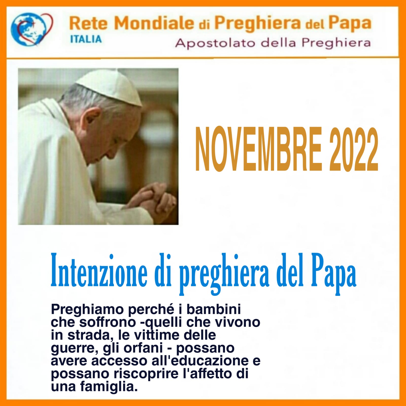 Intenzioni Di Preghiera Del Papa 2024 Rete di Preghiera: inizia il mese di novembre | Parrocchia di Santena